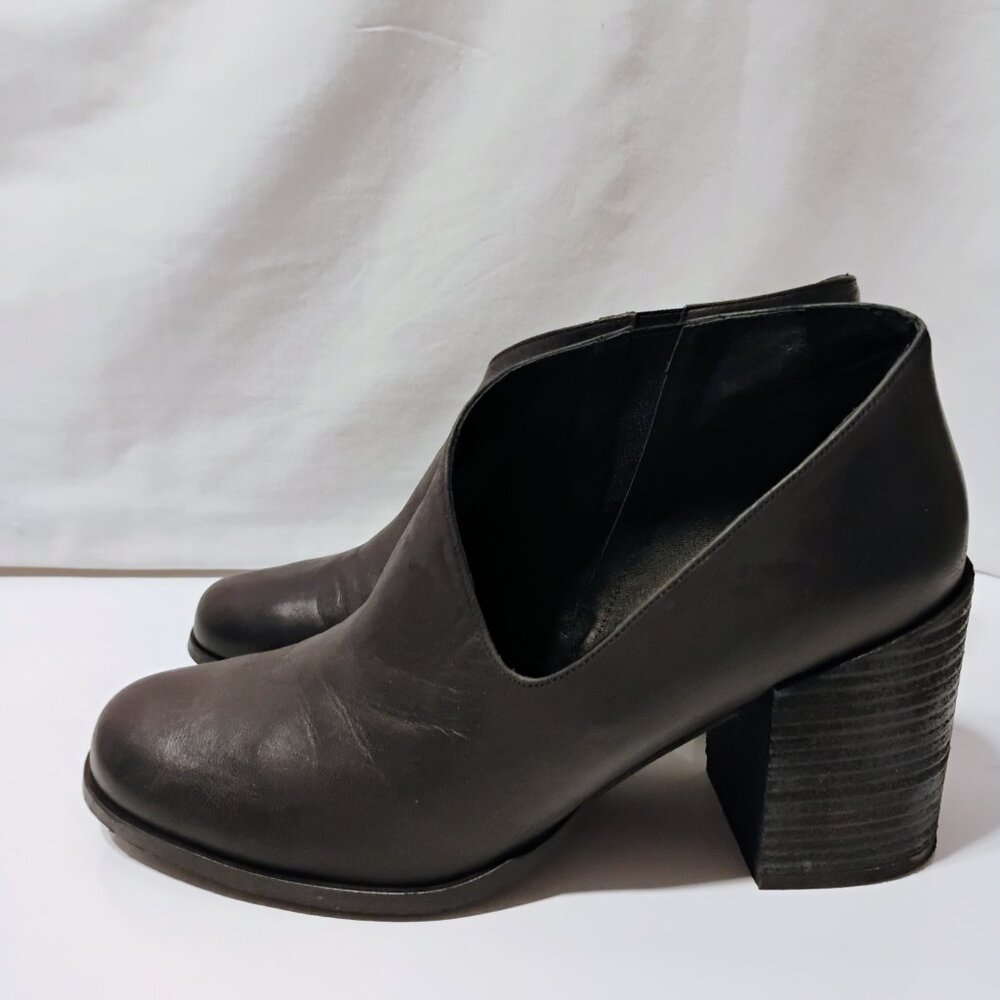 Free People Booties Ankle Boots Terrah Leather Chunky Heel Pull Slip On Black 41 - Picture 3 of 11